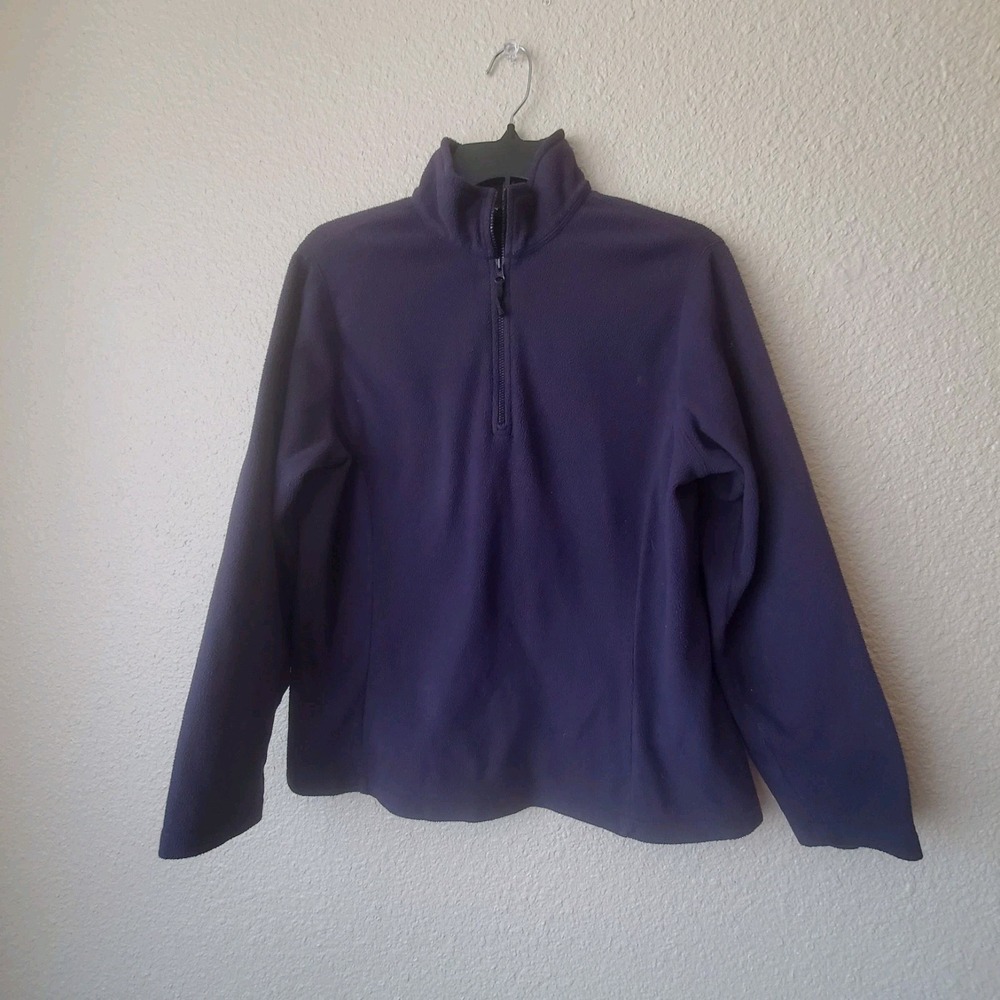 Lands End Youth L 10-12‎ Navy Blue Lightweight Base Layer Fleece Quarter Zip